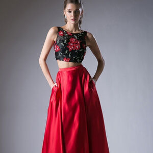 NEW RED Two Piece Long Prom WEDDING PARTY FORMAL LONG  Dress CDCJ235